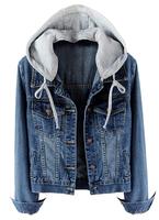 Veste à capuche en denim brut tissé pour femme, style le plus récent, respirante, coupe-vent, manches longues, logo personnalisé et tailles ajustables