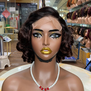 Peluca sin pegamento de cabello humano 100% real, súper doblemente trenzada, de 12 pulgadas con encaje 5x5, rizos voluminosos, completa y realista para mujeres negras. - Product Image 2