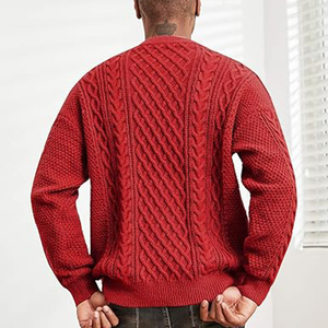 Vente en gros de pulls d'affaires en tricot de couleur unie à col ras du cou pour hommes, qualité supérieure, chandails pour hommes en tricot à motif unique OEM - Product Image 2