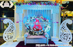 งานแต่งงานที่ยิ่งใหญ่ของชาวอินเดียชุดรูปแบบสีขาวและสีทองสำหรับเวทีงานแต่งงานเสาสีขาวสง่างามของตกแต่งเวทีงานแต่งงานแบบอินเดีย - Product Image 4