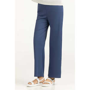 Pantalon décontracté bleu pour femme, coupe large, en crêpe respirant, taille XL, taille mi-haute, teint uni, technique froissée WM-TRKN-SS24-102 - Product Image 4
