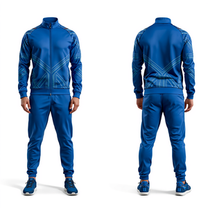 Conjunto Deportivo de Sudadera con Capucha y Pantalones Deportivos Sublimados en Azul Rey para Hombre, Ropa Deportiva de Moda - Product Image 4