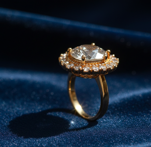 Anillo de Moissanita para Mujer |   Talla estadounidense 6 |   Piedras Redondas de 10 mm y 1.8 mm |   Plata de Ley 925 Chapada en Oro de 18K |   6 g - Product Image 2