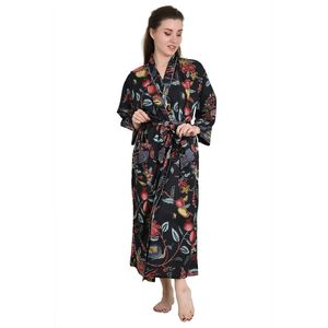 Handblock-<b>Kimono</b> Bohemian <b>Cardigan</b> Pure Cotton Blumenmuster Strandberzug for Spring and Summer Boho Bathrobe - Product Image 3