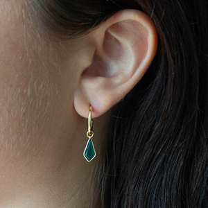 Natural Top Quality Green Onyx Gemstone Charm <b>Hoops</b> 925 <b>Solid</b> Sterling <b>Silver</b> <b>Hoop</b> <b>Earring</b> Hook Fine Jewelry Gifts for Women - Product Image 4