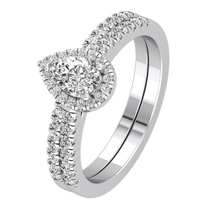 Anillo de Bodas Personalizable de Lujo para Mujer, Oro Sólido de 9K, Oro Amarillo y Blanco, con Diamante de Laboratorio de Corte Pera, Claridad VS, Color EF, 0.95 Quilates - Product Image 2