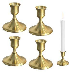 Ensemble de chandeliers en laiton faits à la main, dorés, pour bougies coniques, centre de table de mariage, décoration intérieure, cadeau - Product Image 1
