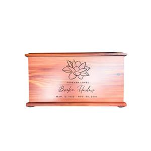 Vente en gros Urne funéraire bouddhiste en bois imprimée de lotus faite à la main pour adultes Urne funéraire abordable en bois du Vietnam Usine - Product Image 2