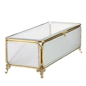 Boîte à bijoux en verre et en laiton doré, boîte de rangement, fabrication artisanale, meilleur cadeau de mariage, organisateur - Product Image 4