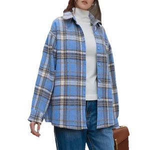 Femmes hiver laine doublé flanelle Plaid veste bouton à capuche à manches longues moto Auto course Style manteau chandails pour hommes - Product Image 4