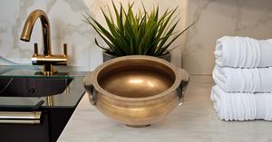 4-Inch Traditional Decorative Brass Urli for Home Office Decoration Table <b>Top</b> Utensil Best Gift for <b>Wedding</b> Bowl Flower Pot - Product Image 6