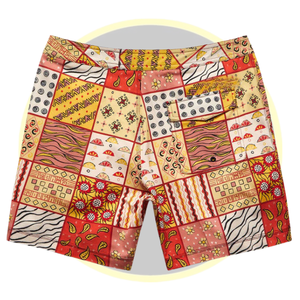 กางเกงว่ายน้ำเย็บปะติดของผู้ชายกางเกงขาสั้นชายหาดพิมพ์ลายสีสันสดใสพร้อมเอวปรับได้ผ้าแห้งเร็วสำหรับชุดว่ายน้ำฤดูร้อนตามสั่ง - Product Image 1