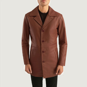Gabardina Clásica de Cuero para Hombre, Estilo Largo y Elegante, Material Cómodo y Duradero, Ideal para Atuendos de Invierno y Vestimenta Formal - Product Image 1