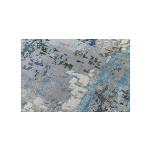 Tapis en laine et soie de bambou noués à la main Kavi gris et noir - Esk-439 pour la décoration intérieure, la salle à manger et les projets extérieurs - Product Image 3
