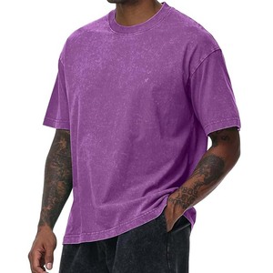 เสื้อยืดถักแบบปรับแต่งได้ 100% ผ้าฝ้าย/โพลีเอสเตอร์ สำหรับผู้ชาย คุณภาพสูง แขนสั้น ลายเรียบ ทรงโอเวอร์ไซส์ สไตล์วินเทจ ผ่านการซัก - Product Image 4