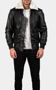 Chaqueta de Cuero para Hombre, Estilo Bomber, con Cuello de Piel de Oveja Extraíble, Moda Urbana, Cuero Genuino - Product Image 4