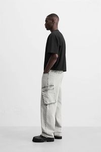 ZRA กางเกงยีนส์ทรงหลวมสำหรับผู้ชาย, กางเกงยีนส์ทรงหลวมสำหรับใส่เล่นสเก็ตผ้าฝ้ายโอเวอร์ไซส์สำหรับ100% - Product Image 2