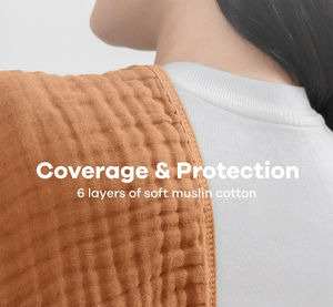 Customized Pack of 6 <b>Baby</b> Clothing Six-Layer Organic Cotton <b>Muslin</b> Burpcloth Caramel Color Dyeing Printing Elegant Six-piece Set - Product Image 3