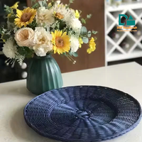 Assiette de service en rotin écologique et durable, style campagnard, couleurs personnalisables, 13 pouces, pour 2 personnes, bébés, enfants, décoration de fête