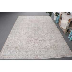 Tapis turc vintage 6,6 x 9,6 pieds, grand tapis, tapis oriental en laine rose et bleu - Product Image 1