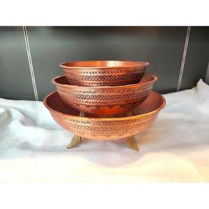 Diseño más vendido y cuencos de almuerzo hechos a mano fiesta cobre puro Metal exportador indio con alta calidad - Product Image 1