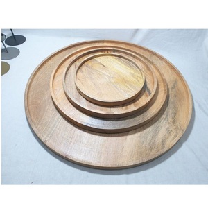 Nouveau plateau de service en bois de manguier, forme ronde, plateau décoratif pour servir les aliments, hôtels - Product Image 5