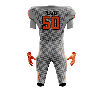 Conjunto de fútbol americano al por mayor, 100% poliéster, uniforme con nombre de equipo personalizado y número de impresión, manga corta, precio competitivo - Product Image 3
