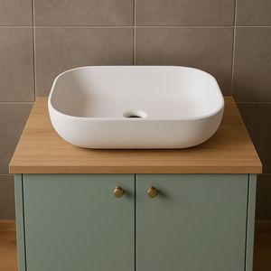 Finitura opaca 50.5x40.5x14 cm rettangolare bianco ceramica bagno decorazione lavandino 1 confezione - Product Image 2
