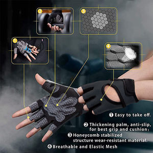 Gants de sport en cuir de haute qualité, demi-doigts, avec support de poignet, fermeture à glissière, pour entraînement sportif unisexe - Fabriqué au Pakistan, personnalisable - Product Image 6