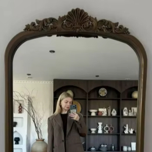 Espejo Antiguo de Cuerpo Entero, Espejo Grande Vintage, Espejo Barroco, Espejo Victoriano, Espejo Tallado en Oro - Product Image 1