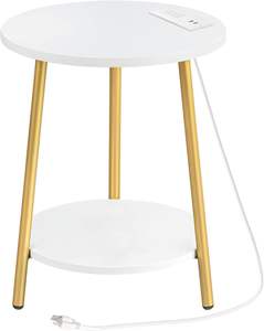 Table d'appoint de luxe classique à 2 niveaux en métal de couleur or avec design tendance multifonctionnel Décoration intérieure moderne écologique Salon - Product Image 1