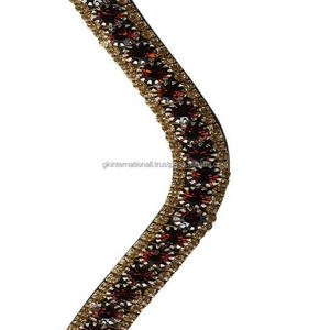 สายรัดคิ้วม้าแบบสามแถวทำจากหนังอังกฤษทรงคลื่นสีทองและน้ำตาลขนาดเท่าทรงซังข้าวโพด - Product Image 2