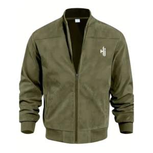 2024 o-cou Bomber veste hommes haute qualité toile fermeture éclair haut 100% véritable bouffant Look nouveau Design printemps plaine teint intelligent décontracté - Product Image 1