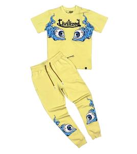 <b>Men's</b> Plus Size Casual Two-Piece Sweat Set Custom Summer Skin Colour Design Breathable Solid Wholesale Tracksuits T-Shirt Set - Product Image 4