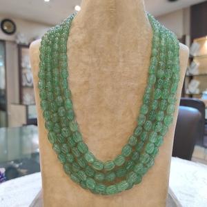 Conjunto de collar clásico de 4 filas con aspecto de Esmeraldas reales de diseñador de la mejor calidad para mujer, ropa de compromiso para bodas - Product Image 1