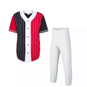 Ensemble de maillots de baseball respirants en polyester/coton de haute qualité, vêtements d'équipe, uniformes à étiquette privée, votre propre logo, sur mesure - Product Image 3