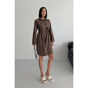 Vestido Camisero Largo con Botones y Cintura Natural, Transpirable - Product Image 3