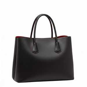 Black Leather <b>Tote</b> <b>Bag</b> Women Large Luxury <b>Work</b> Handbag Cotton Lining Structured Shoulder Purse Minimalist Fashion Two Zip - Product Image 1