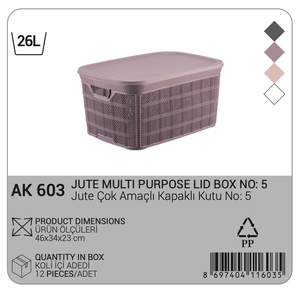 Boîte de rangement multifonctionnelle rectangulaire en plastique PP écologique de 26 L, couvercle durable, organisateur gain de place, conteneur pour la maison et le bureau - Product Image 2