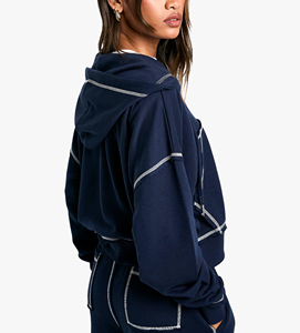 Sudadera con Capucha para Mujer, 100% Algodón, Gris Claro, para Invierno, Corte Holgado, Puños Acanalados, Cómoda y Elegante, Uso Casual - Product Image 5