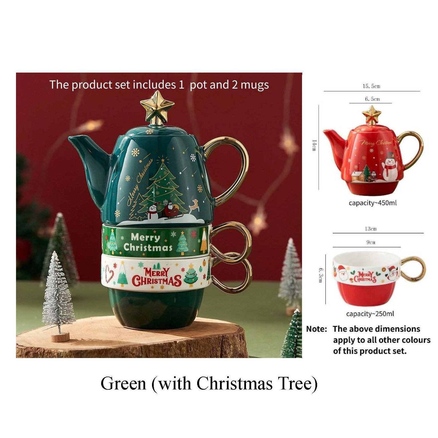 Green (w/Chrismas Tree) - pot +2 cups