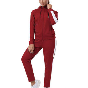 Venta al por mayor de algodón en blanco gimnasio manga larga chándal Tops logotipo personalizado diseño Sudadera con capucha chándal 2 piezas conjuntos chándales transpirables - Product Image 1