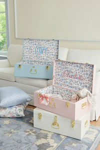 Pink Metal <b>Storage</b> <b>Trunk</b> Set of 3 | Decorative Iron Suitcase <b>Box</b> with Gold Hardware | Blush Pink Home Organizer Chests - Product Image 5