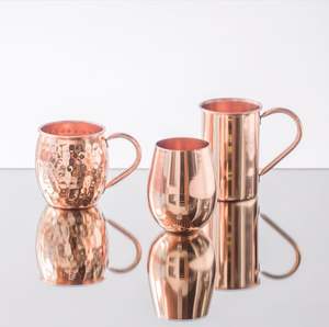 Ensemble de 4 tasses en cuivre de haute qualité avec poignées nouveau design petit ensemble de tasses en cuivre martelé de créateur à vendre - Product Image 2