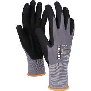 Guantes Flexibles OX-ON Supreme 1600, Talla 9, Negro/Gris Claro, EN388 EN420+A1 EN407, Categoría II EPP, Paquete de 12 para Trabajos de Jardinería - Product Image 1