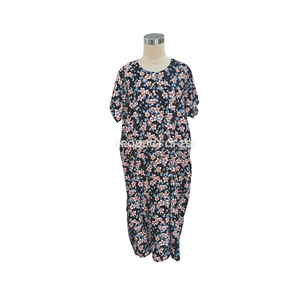 Daster rayón verano tejido mujer Casual modesto noche moda ropa de dormir vestido manga corta tamaño Jumbo - Product Image 1