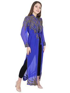 Robe Abaya Caftan Islamique de Haute Qualité en Georgette Printemps 2025 Moyen-Orient Dubaï Turquie Arabe Ouverture Devant Femme Légère - Product Image 6