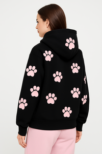 Sudadera con capucha de manga corta para mujer, sudadera de lana de algodón, otoño, respetuosa con el medio ambiente, Frente Cálido, estampado personalizado, amantes de las mascotas, ropa de calle informal - Product Image 3