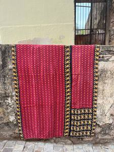 Handmade Eco-Friendly Cotton Kantha Reversible <b>Quilt</b> Soft Lightweight Floral <b>Bedspread</b> for All Seasons - Product Image 4