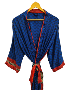 เสื้อคลุมอาบน้ำผ้าไหมชุดคลุมสำหรับใส่ในฤดูร้อนชุดบิกินี่เสื้อคลุมยาวชุดคลุมสำหรับกลางคืนทำด้วยมือสไตล์วินเทจผ้าไหมส่าหรี - Product Image 2